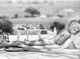 audrey relaxing during filming two for the road